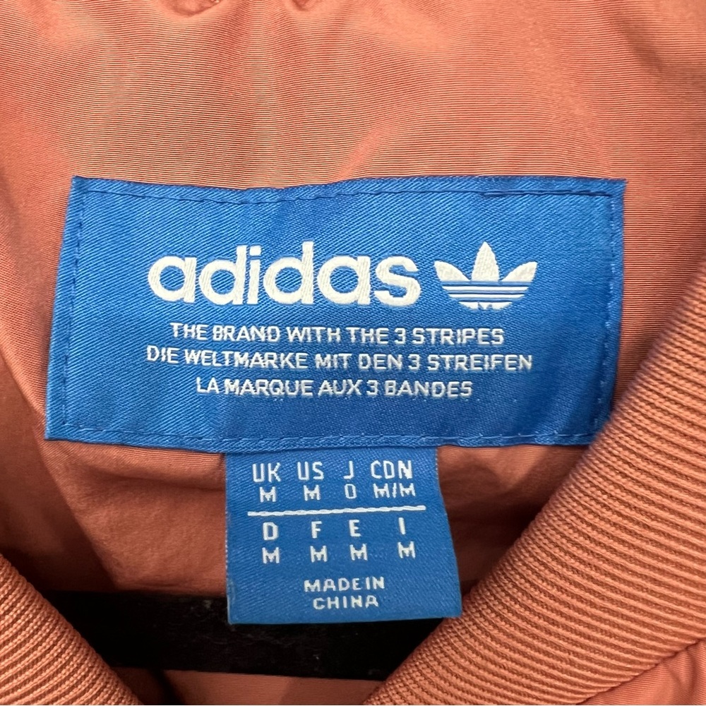 Adidas Mauve Quilted Bomber Jacket With Snap Buttons Size Medium - Picture 4 of 7